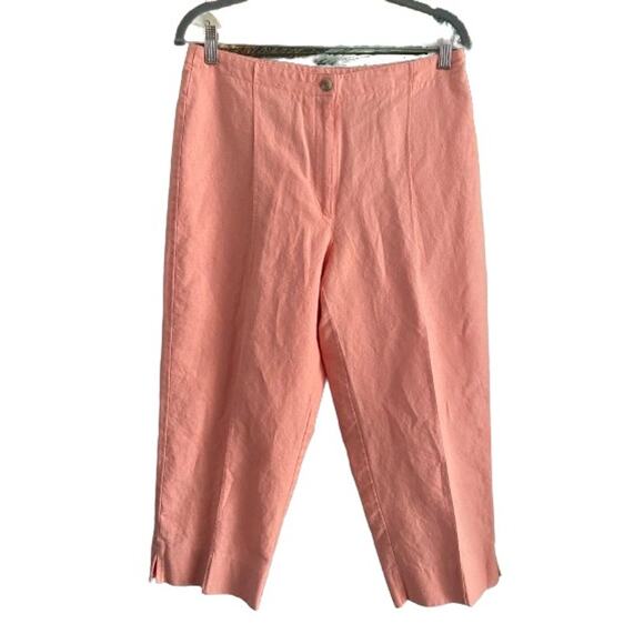 Liz Claiborne Michaela‎ Linen Blend Peach Crop Pants Sz 12 - Picture 1 of 10